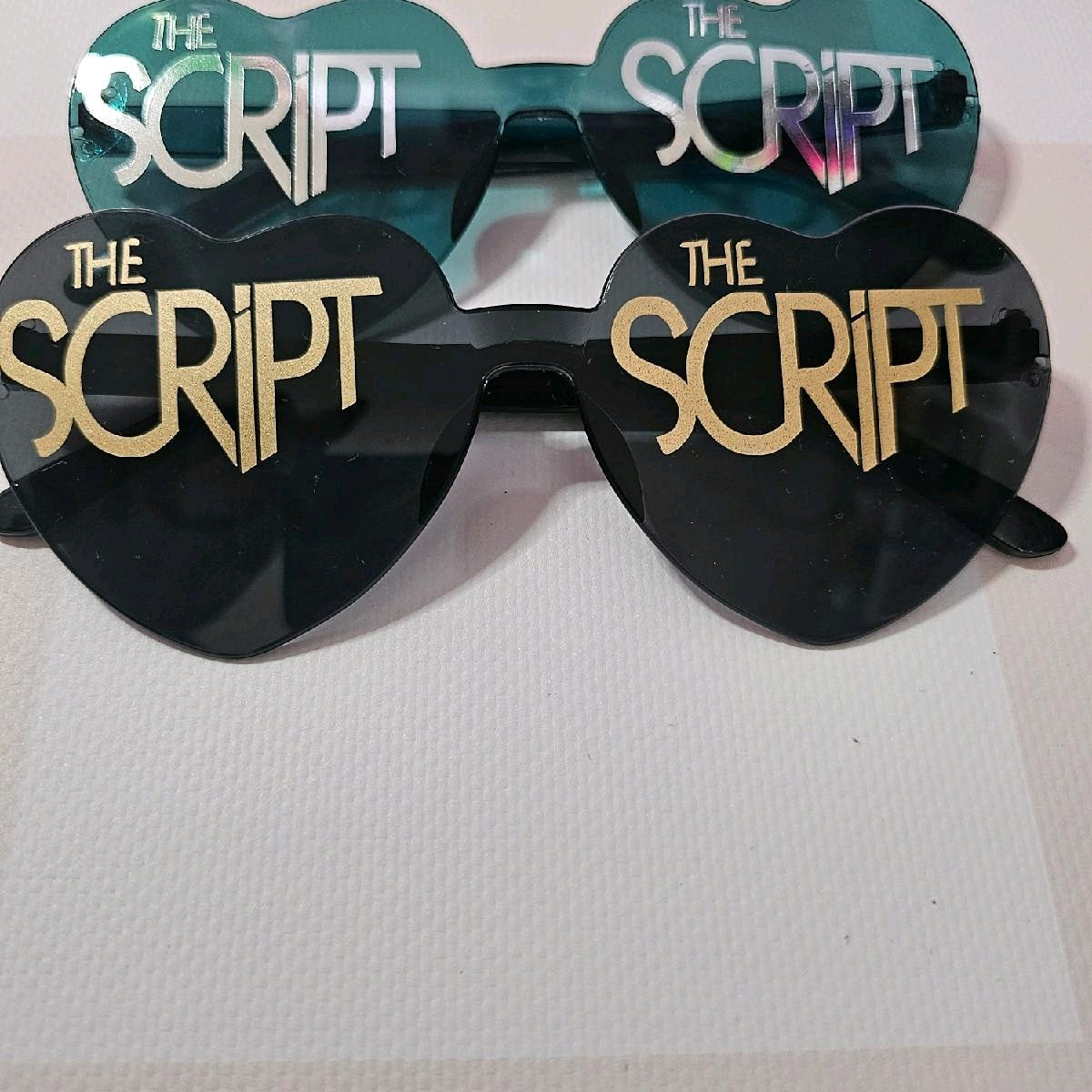 The script heart shapped sunglasses perfect for concerts