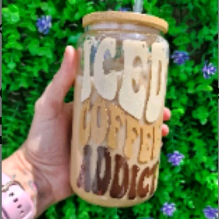 Iced coffee glass libbey with bamboo lid