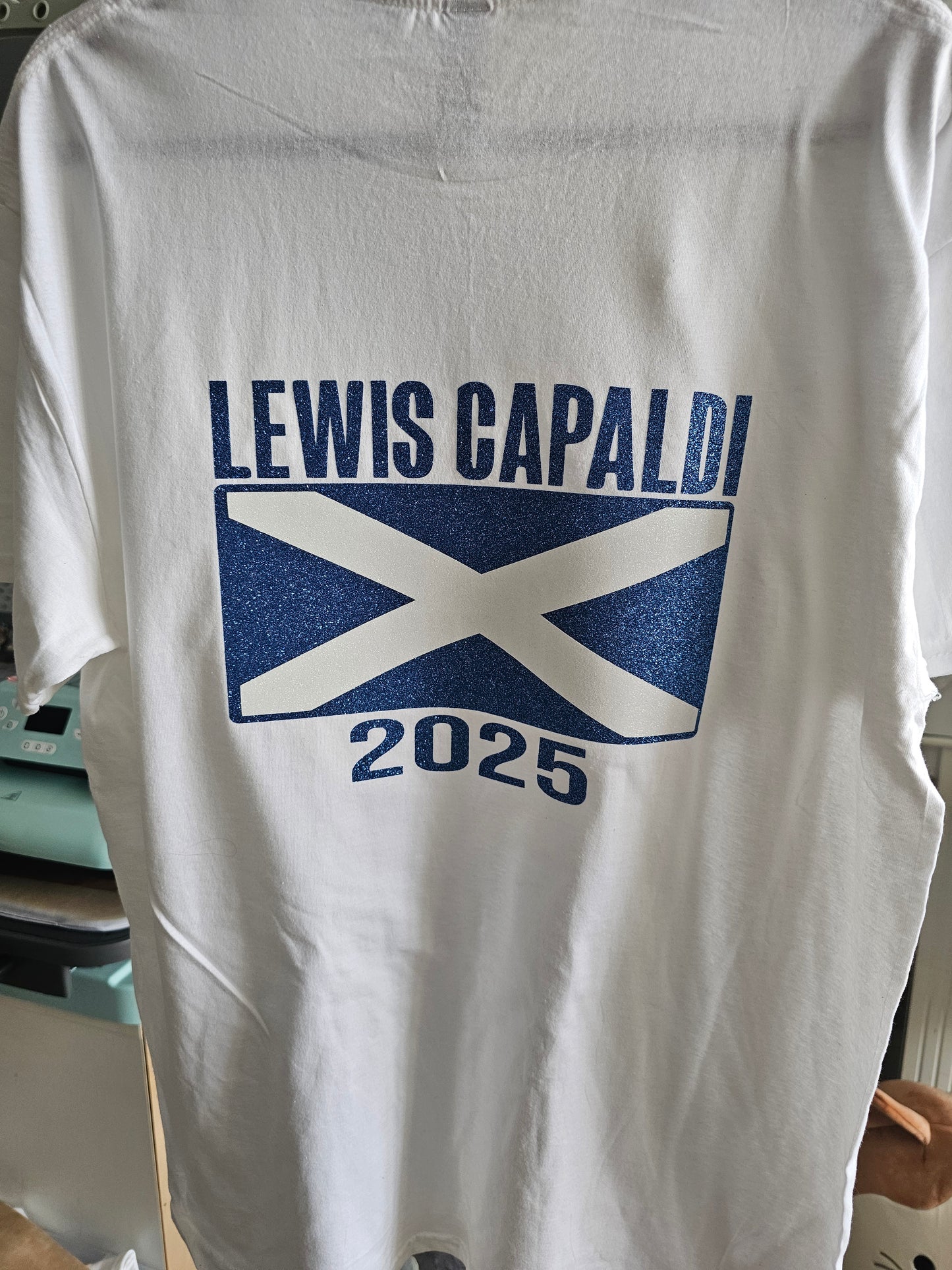 Lewis capaldi concert tshirt with back detail.