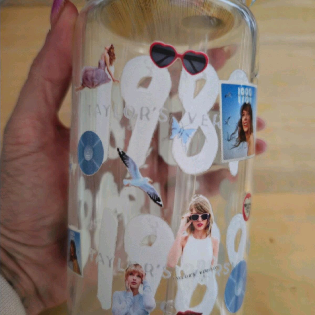 taylor swift 1989 16oz libbey glass with rhinestone lid