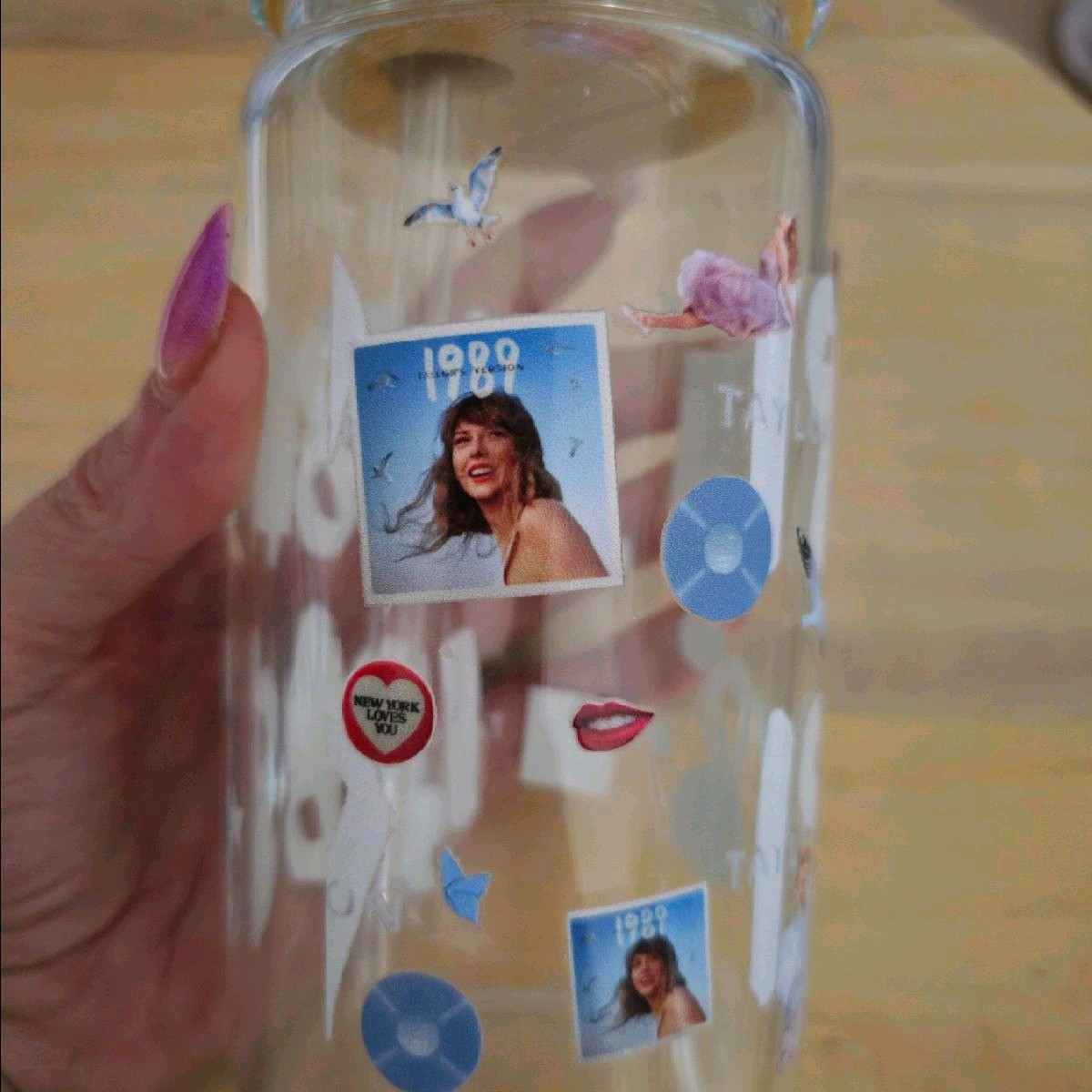 taylor swift 1989 16oz libbey glass with rhinestone lid