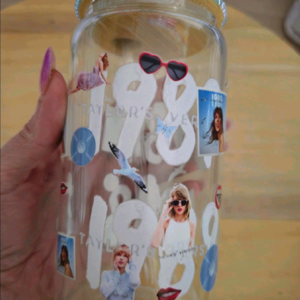taylor swift 1989 16oz libbey glass with rhinestone lid