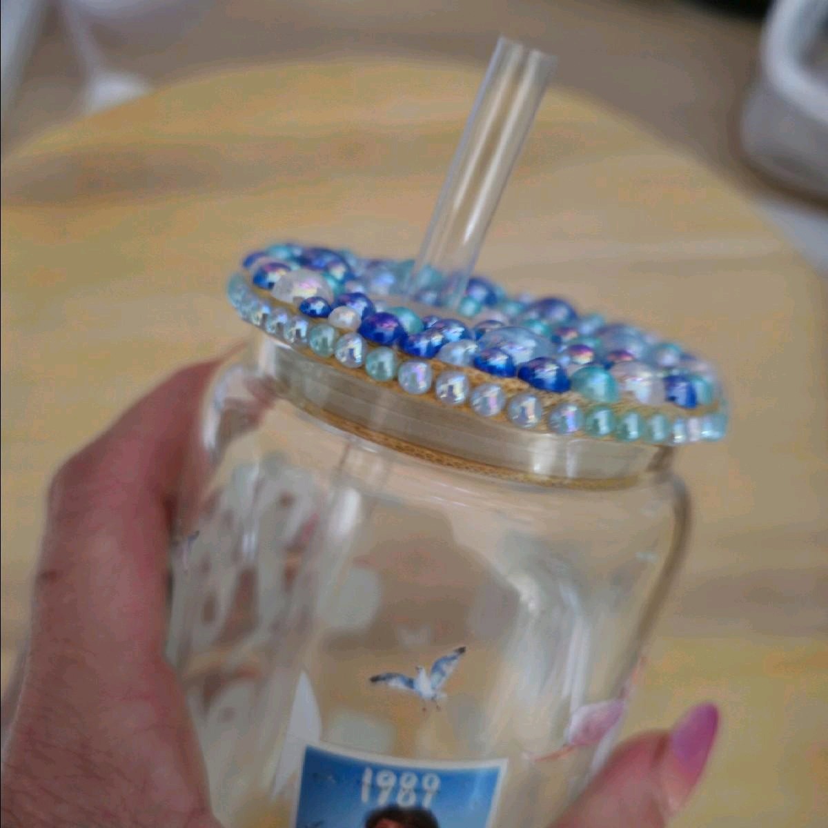 taylor swift 1989 16oz libbey glass with rhinestone lid