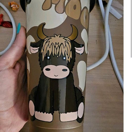 beautiful Highland cow 24oz cold cup